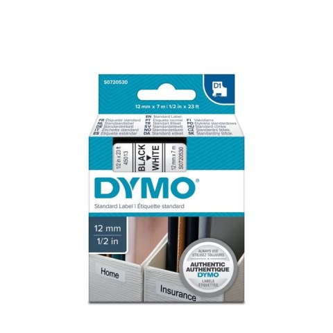 Dymo Taśma Dymo D1 12mm x 7m biała/czarny nadruk