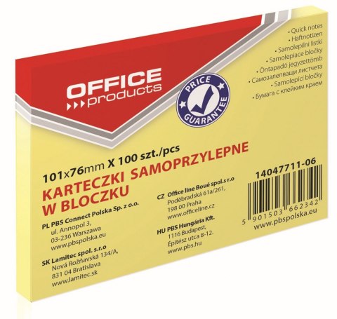 Office Products Notes samoprzylepny Office Products żółty jasny 100k [mm:] 101x76 (14047711-06)