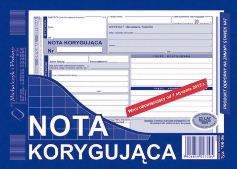 Michalczyk i Prokop Druk offsetowy Michalczyk i Prokop nota korygująca VAT netto pełna A5 A5 80k. (108-3)