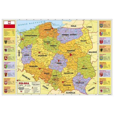 Derform Podkład na biurko Derform Polska mapa mix tektura pokryta folią [mm:] 340x500 (POPA)