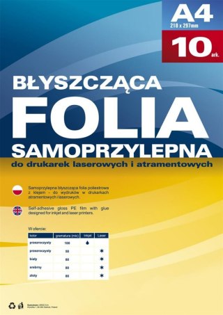 Argo Folia samoprzylepna Argo A4 przezroczysty 100mic. [mm:] 210x297 (434010)