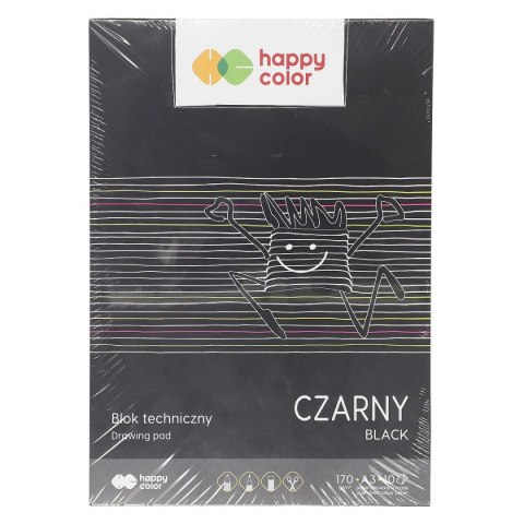 Happy Color Blok techniczny Happy Color A3 czarny 170g 10k (HA 3717 3040-9)