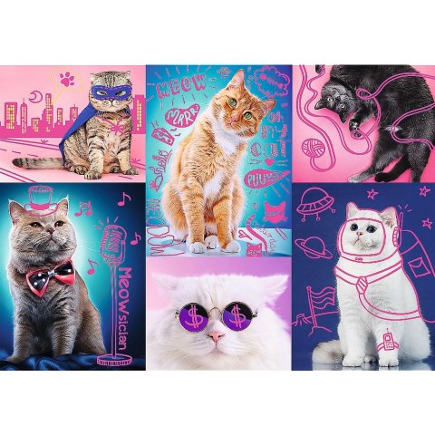 Trefl Puzzle Trefl Super cats Neon Color Line 1000 el. (10581)