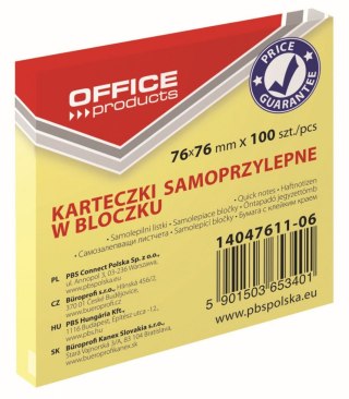 Office Products Notes samoprzylepny Office Products żółty jasny 100k [mm:] 76x76 (14047611-06)