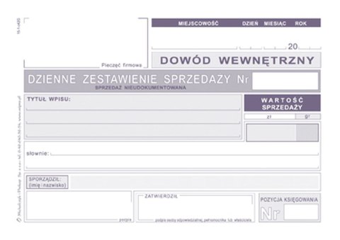 Michalczyk i Prokop Druk offsetowy Michalczyk i Prokop DZIENNE ZEST SPRZED NIEUD. K15 A6 50k. (K-15)