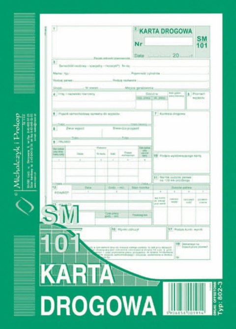 Michalczyk i Prokop Druk offsetowy Michalczyk i Prokop Karta drogowa ? sam. osob. A5 A5 80k. (802-3)