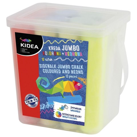 Derform Kreda chodnikowa Derform jumbo kolorowa neonowa mix (KRJKN12KA) 12 sztuk