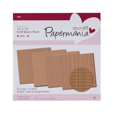 Papiermania Papier ozdobny Papiermania papier 30,5 x 30,5 kraft basic pack 20 kartek (pma-807104)