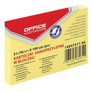 Office Products Notes samoprzylepny Office Products żółty 100k [mm:] 51x76 (14047511-06)