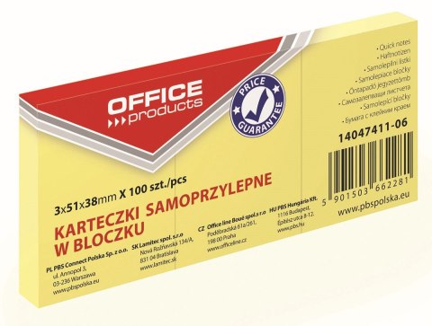 Office Products Notes samoprzylepny Office Products żółty 100k [mm:] 51x38 (14047411-06)