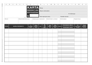 Michalczyk i Prokop Druk offsetowy Michalczyk i Prokop O kart. karta ewidencyjna wyposażenia A5 50k. (346-3)