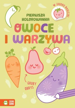 Zielona Sowa Książeczka edukacyjna Zielona Sowa Pierwsza kolorowanka.Gruby obrys. Owoce i warzywa