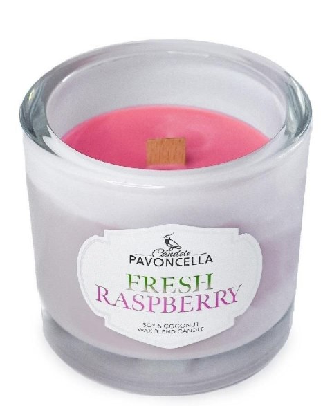 Pavoncella Świeczka ozdobna Pavoncella Classico Fresh Raspberry biała 170g (5905711530967)