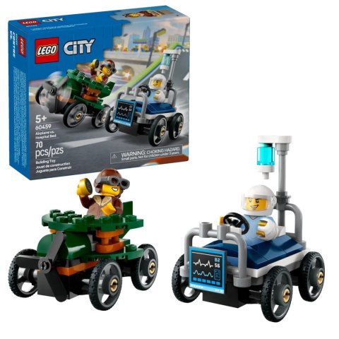 Lego Klocki konstrukcyjne Lego City Zestaw wyścigówek: samolot kontra łóżko szpitalne (60459)