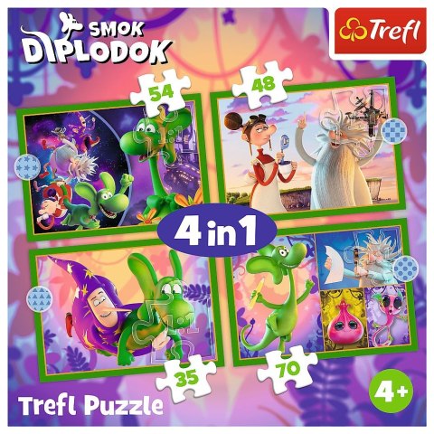 Trefl Puzzle Trefl Świat Smoka Diplodoka 4w1 el. (34663)