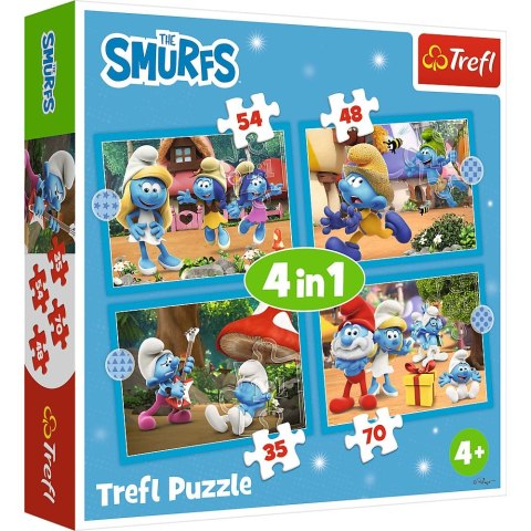 Trefl Puzzle Trefl Smerfy Wioska Smerfów 4w1 el. (34656)